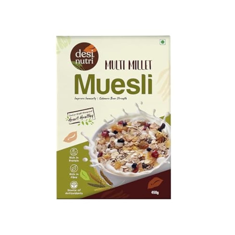 Desi Nutri Multi Millet Health Muesli | Ready to Eat Health Muesli | Millet Health Muesli | Health Muesli - 450 gms | Rich in Protein & Fiber 448031292